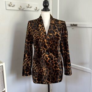Harvé Benard by Benard Holtzman animal print velvet button blazer vintage